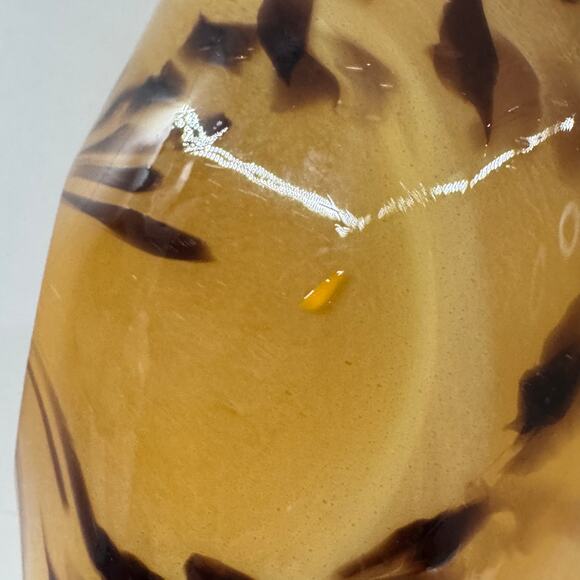 Vintage Murano White Crystal Leopard Art Glass Made In Italy Amber w/Stickers - Picture 7 of 10